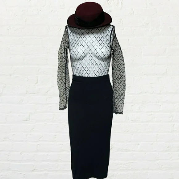 Nasty Gal NWT black mesh metallic bodysuit size 0 - Picture 2 of 13